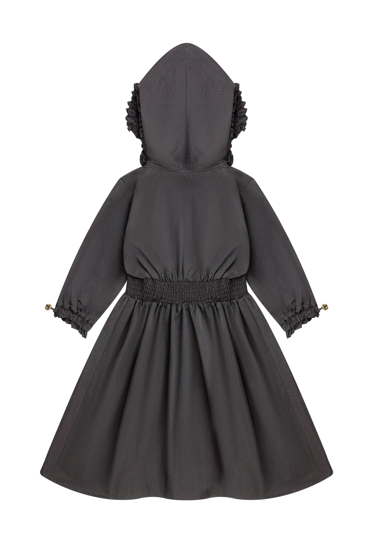 Nylon Hooded Dress - Black
