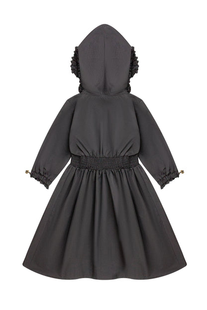 Nylon Hooded Dress - Black