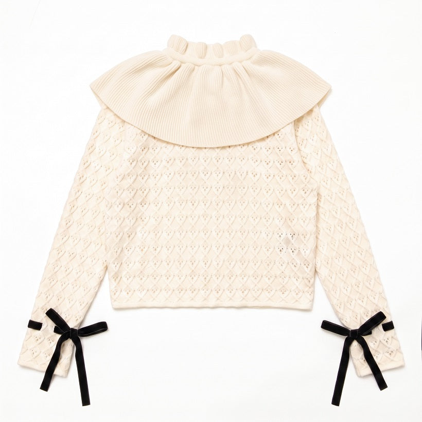 Ruffle Knit Blouse- Cream