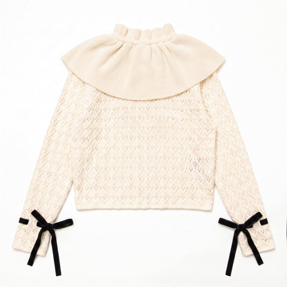 Ruffle Knit Blouse- Cream