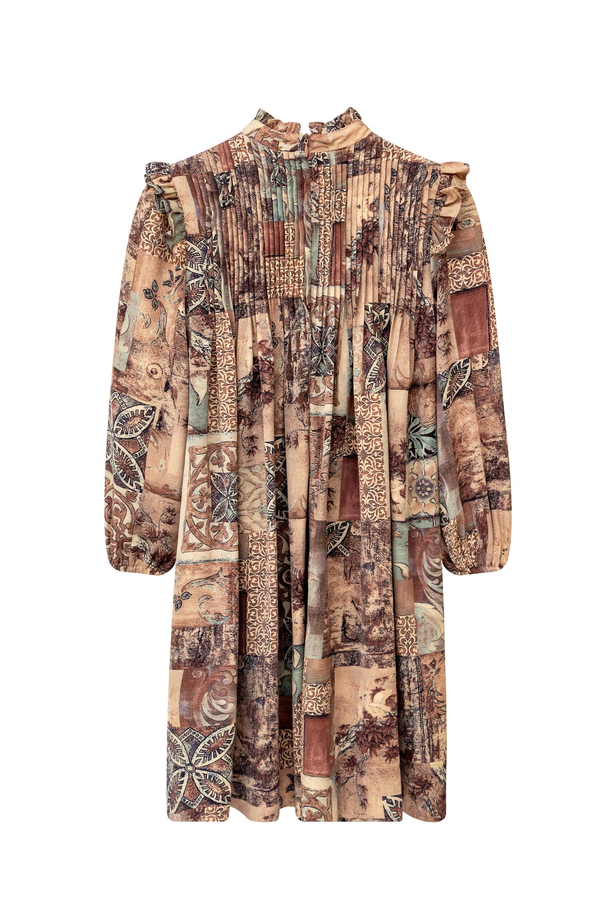 Papillon Pleated Dress - Brown