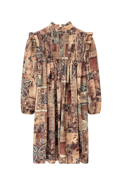 Papillon Pleated Dress - Brown