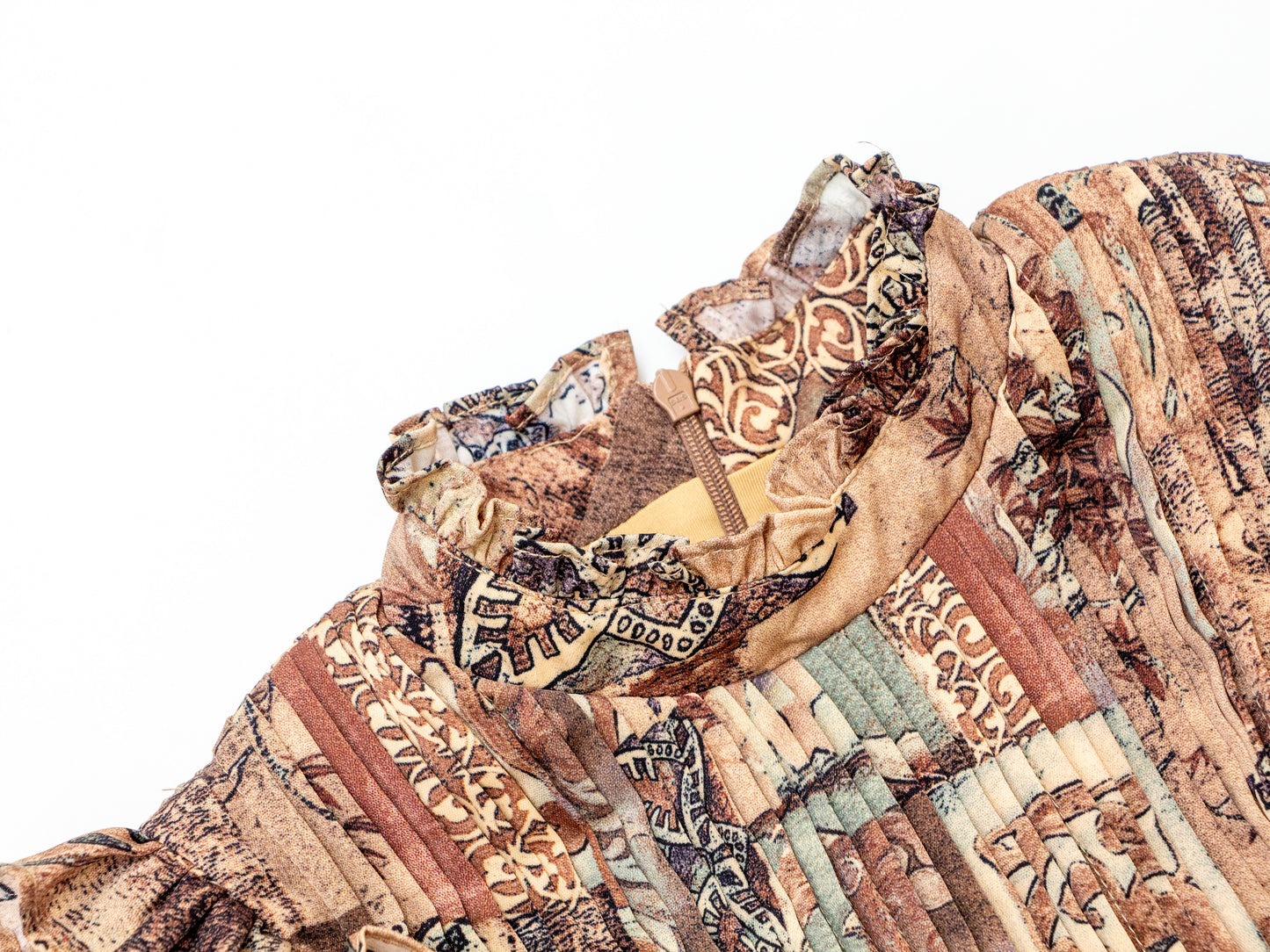 Papillon Pleated Dress - Brown