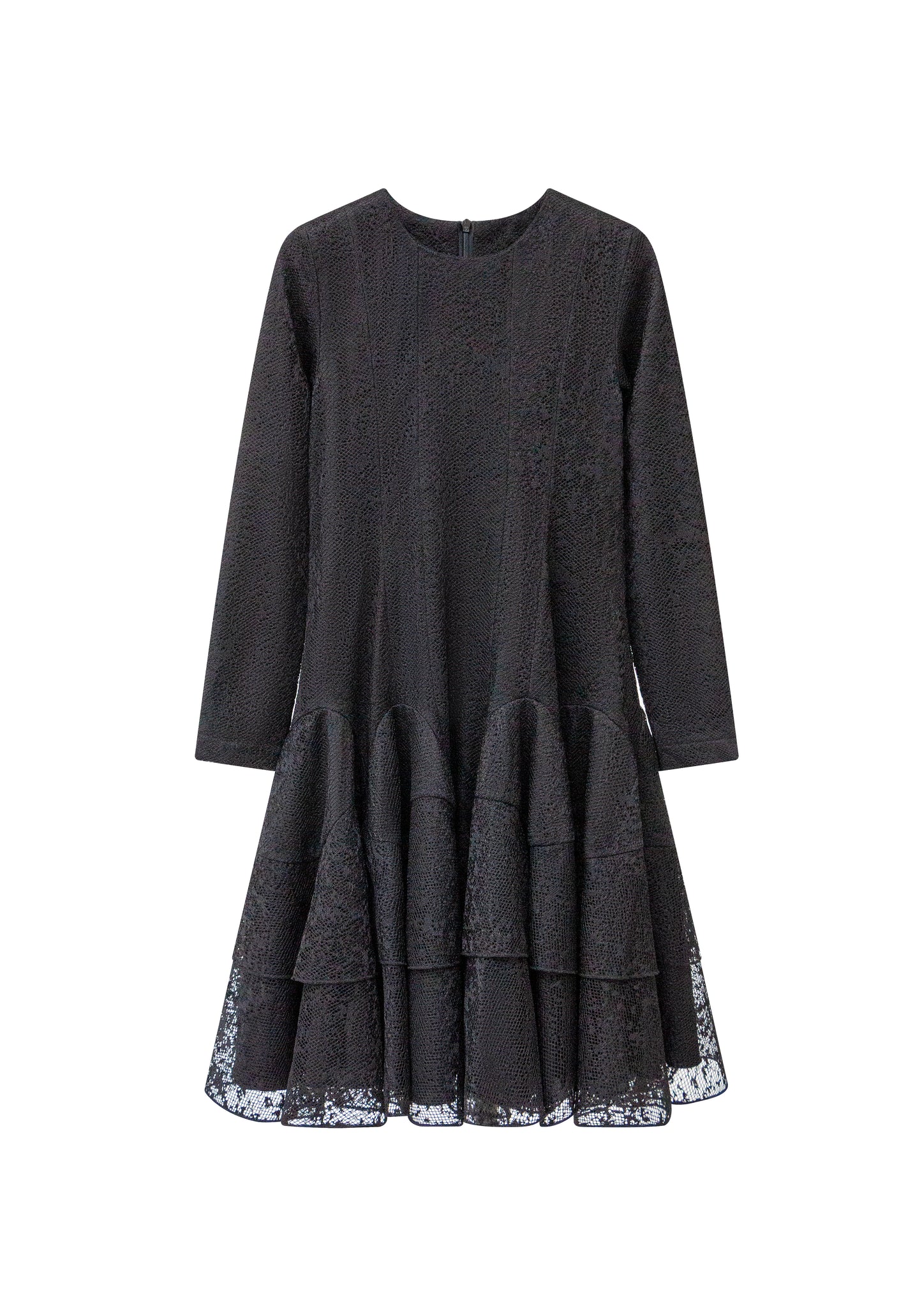 Mesh Tiered Dress - Black