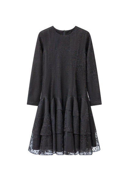 Mesh Tiered Dress - Black