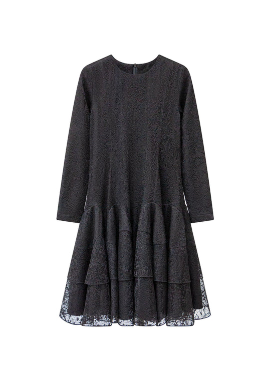 Mesh Tiered Dress - Black