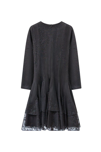 Mesh Tiered Dress - Black