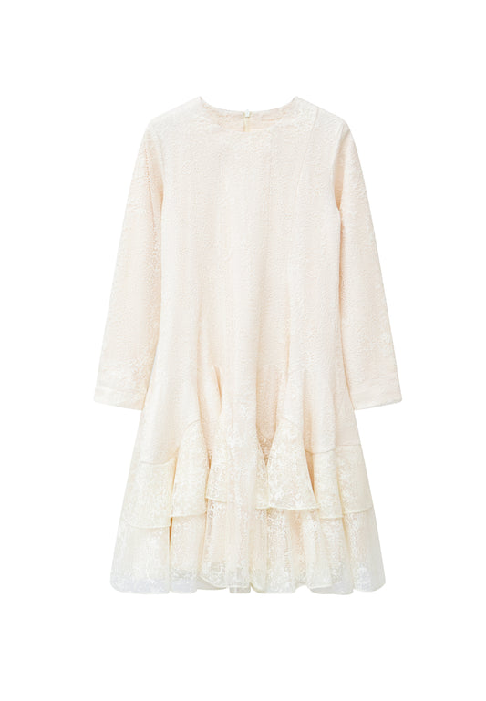 Mesh Tiered Dress - Cream