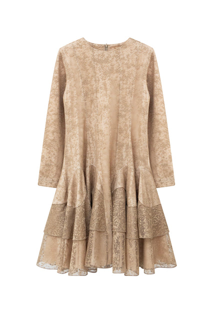 Mesh Tiered Dress - Mocha