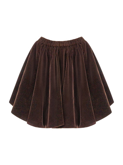 Velvet Balloon Skirt - Brown