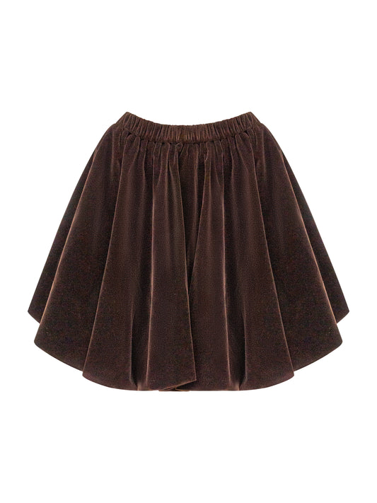 Velvet Balloon Skirt - Brown