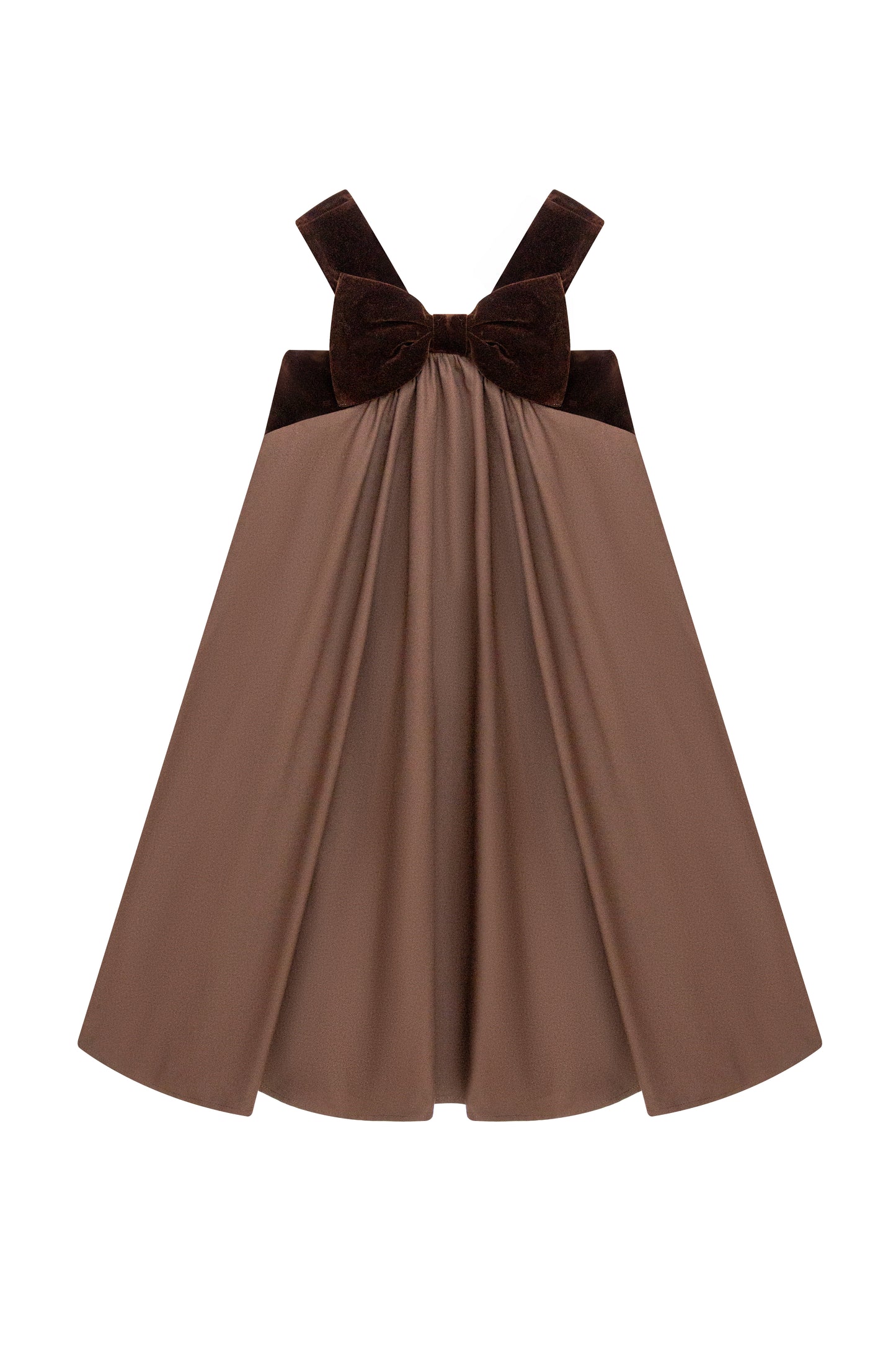 Velvet Bow Pinafore - Brown
