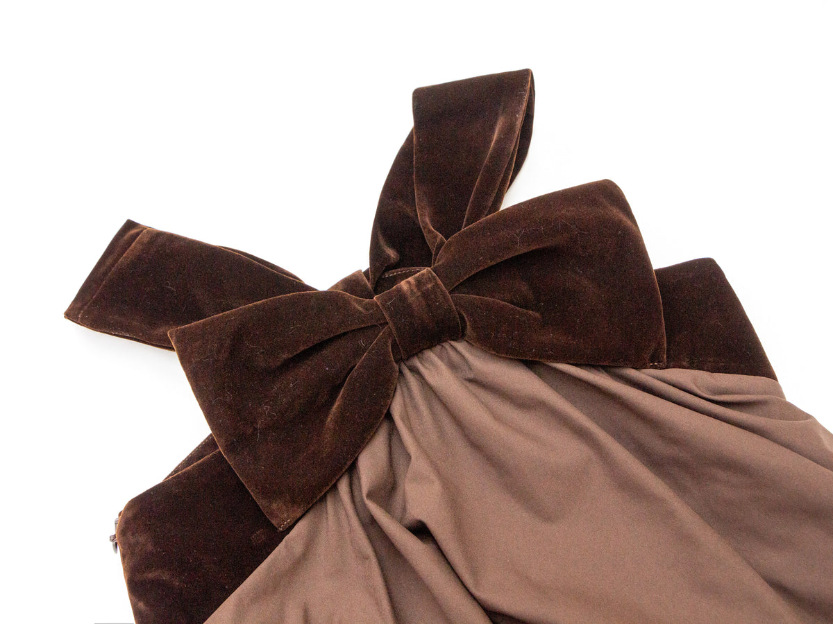 Velvet Bow Pinafore - Brown