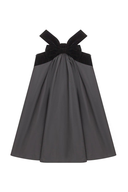 Velvet Bow Pinafore - Black