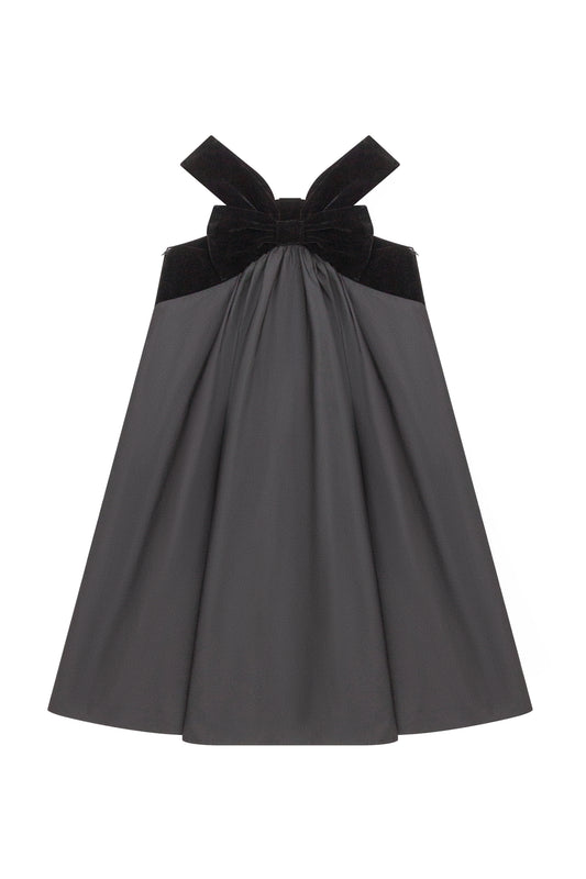 Velvet Bow Pinafore - Black