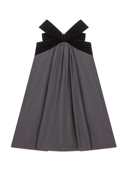 Velvet Bow Pinafore - Black