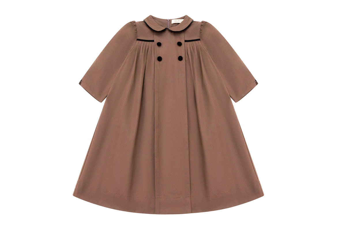 Pleated Flared Dress - Brown
