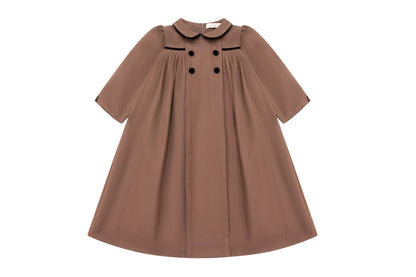 Pleated Flared Dress - Brown