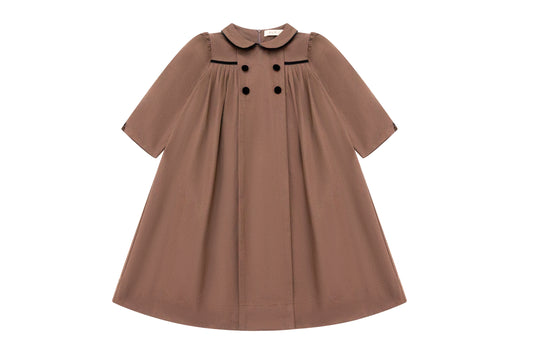 Pleated Flared Dress - Brown