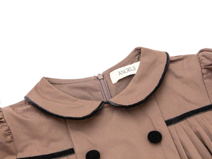 Pleated Flared Dress - Brown