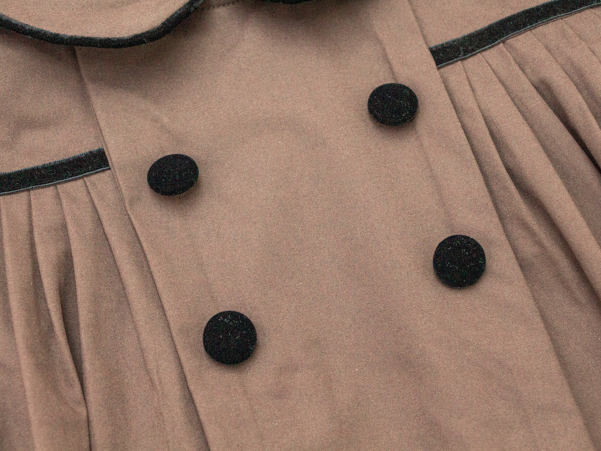 Pleated Flared Dress - Brown
