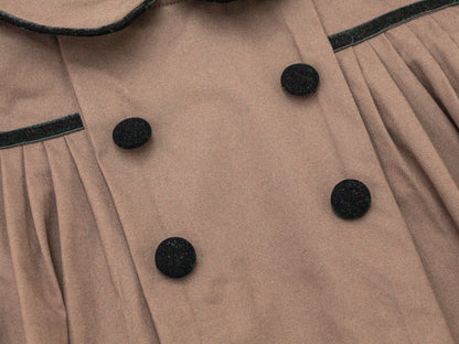 Pleated Flared Dress - Brown