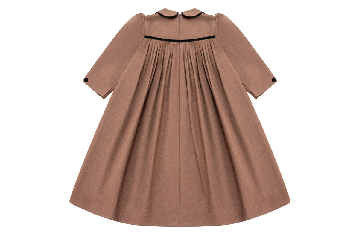 Pleated Flared Dress - Brown