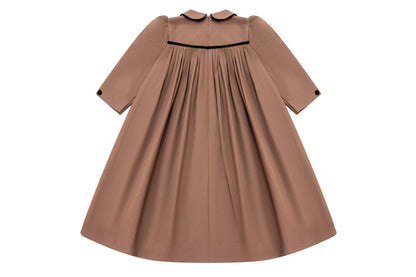 Pleated Flared Dress - Brown