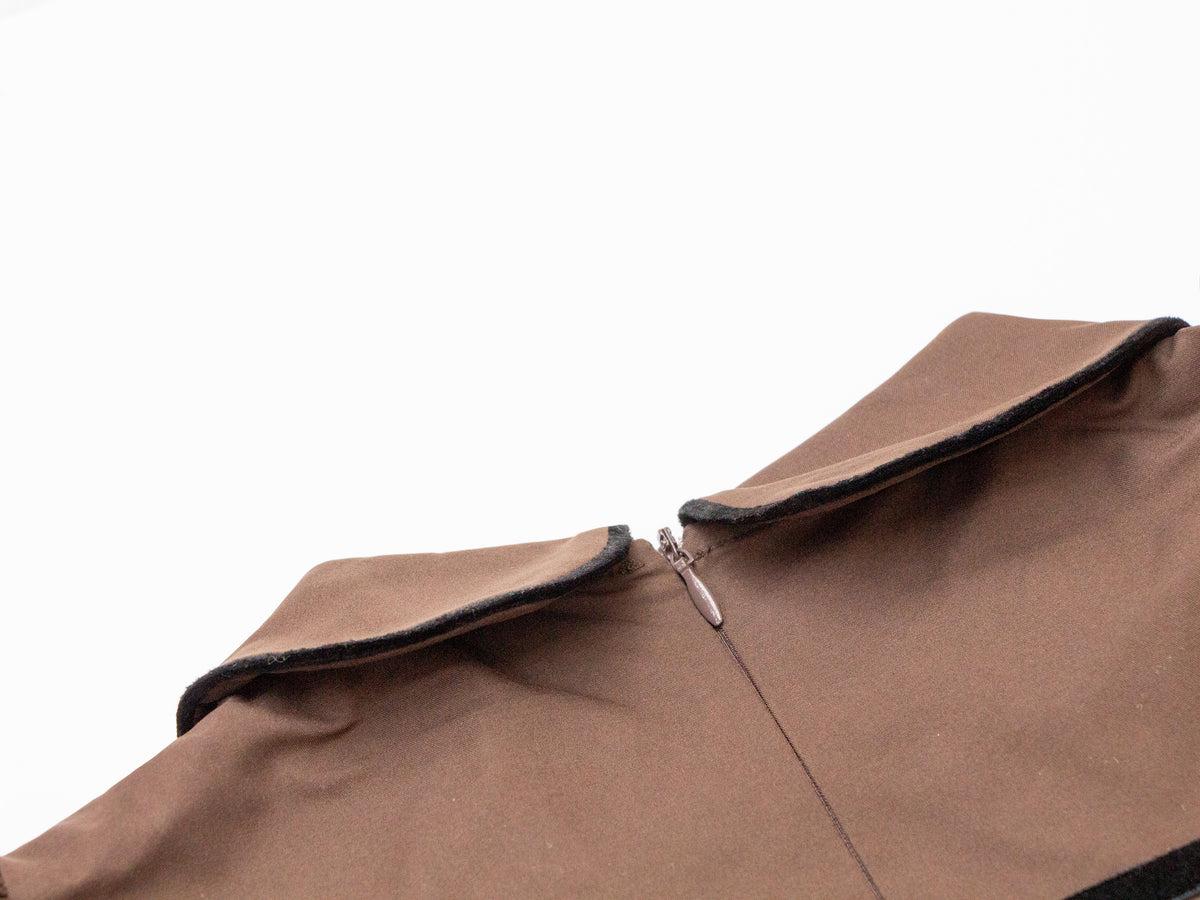 Pleated Flared Dress - Brown