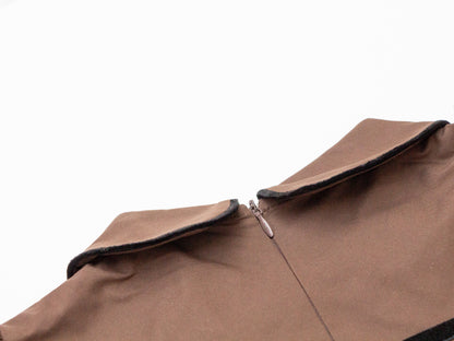 Pleated Flared Dress - Brown