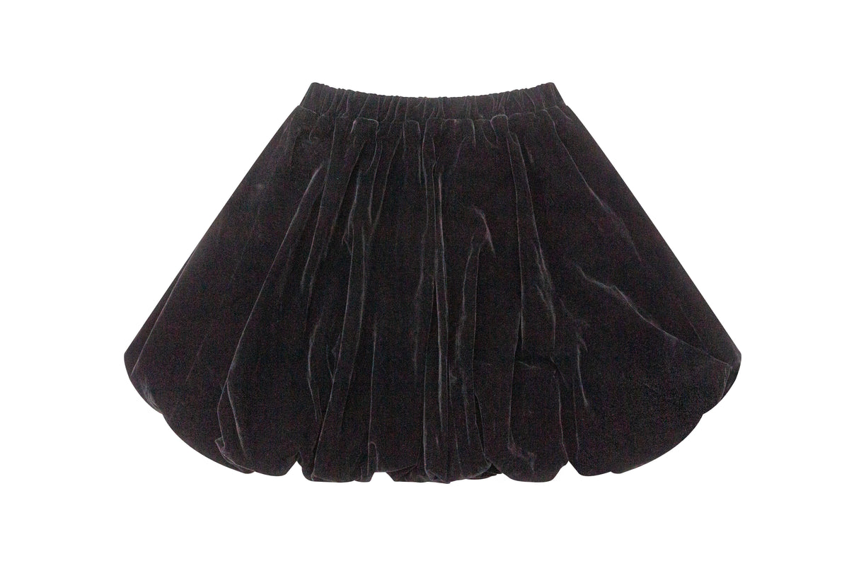 Velvet Balloon Skirt - Black
