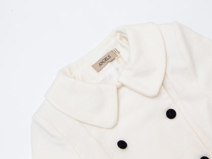 Double Breasted Wool Coat Dress - White