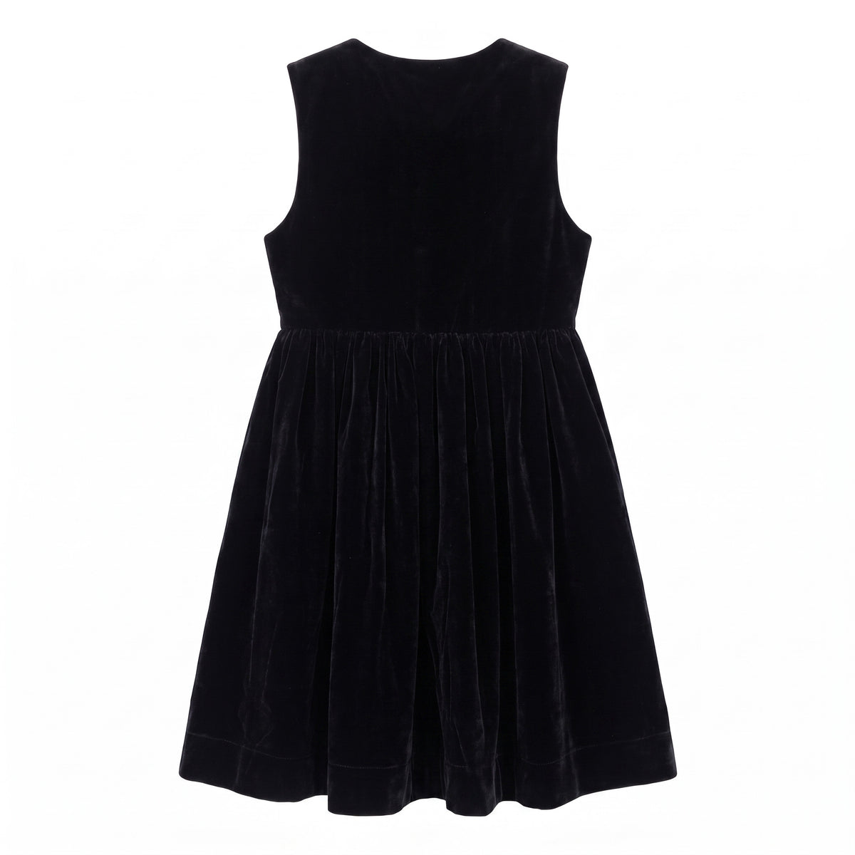 Velvet Button-Front Pinafore - Black