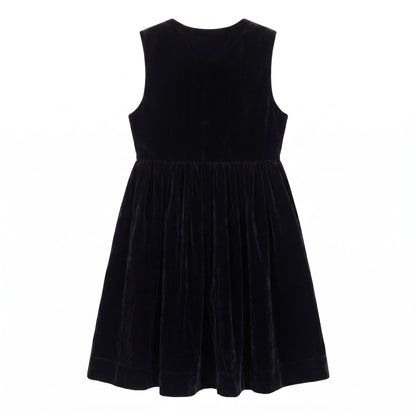 Velvet Button-Front Pinafore - Black