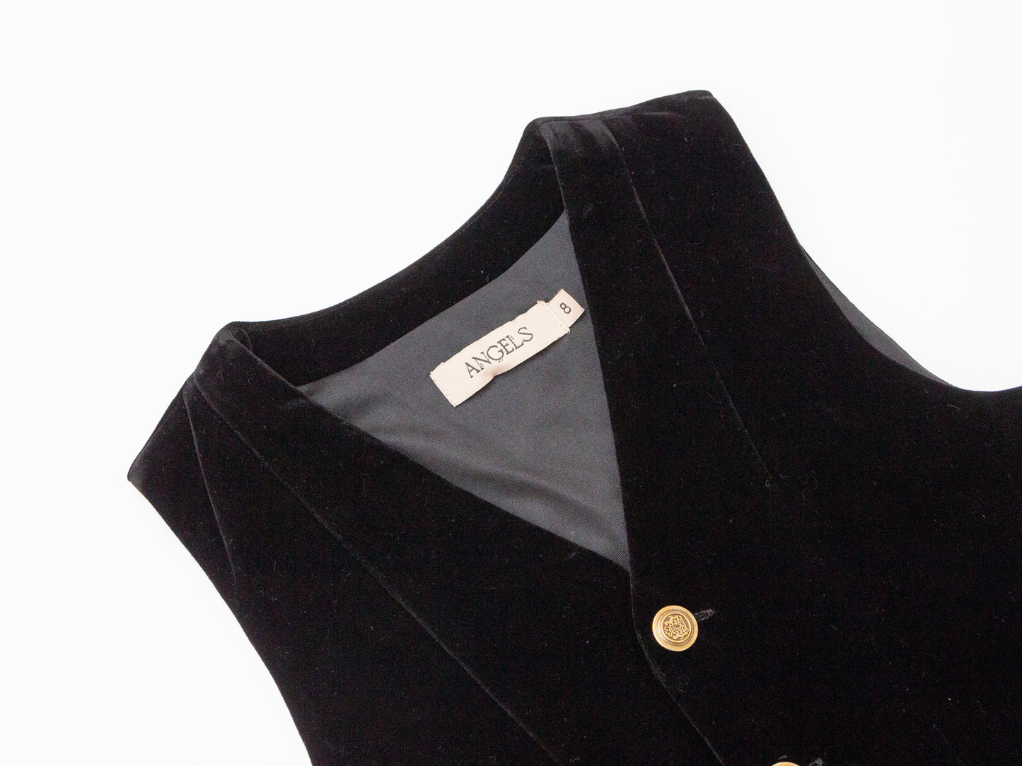 Velvet Button-Front Pinafore - Black