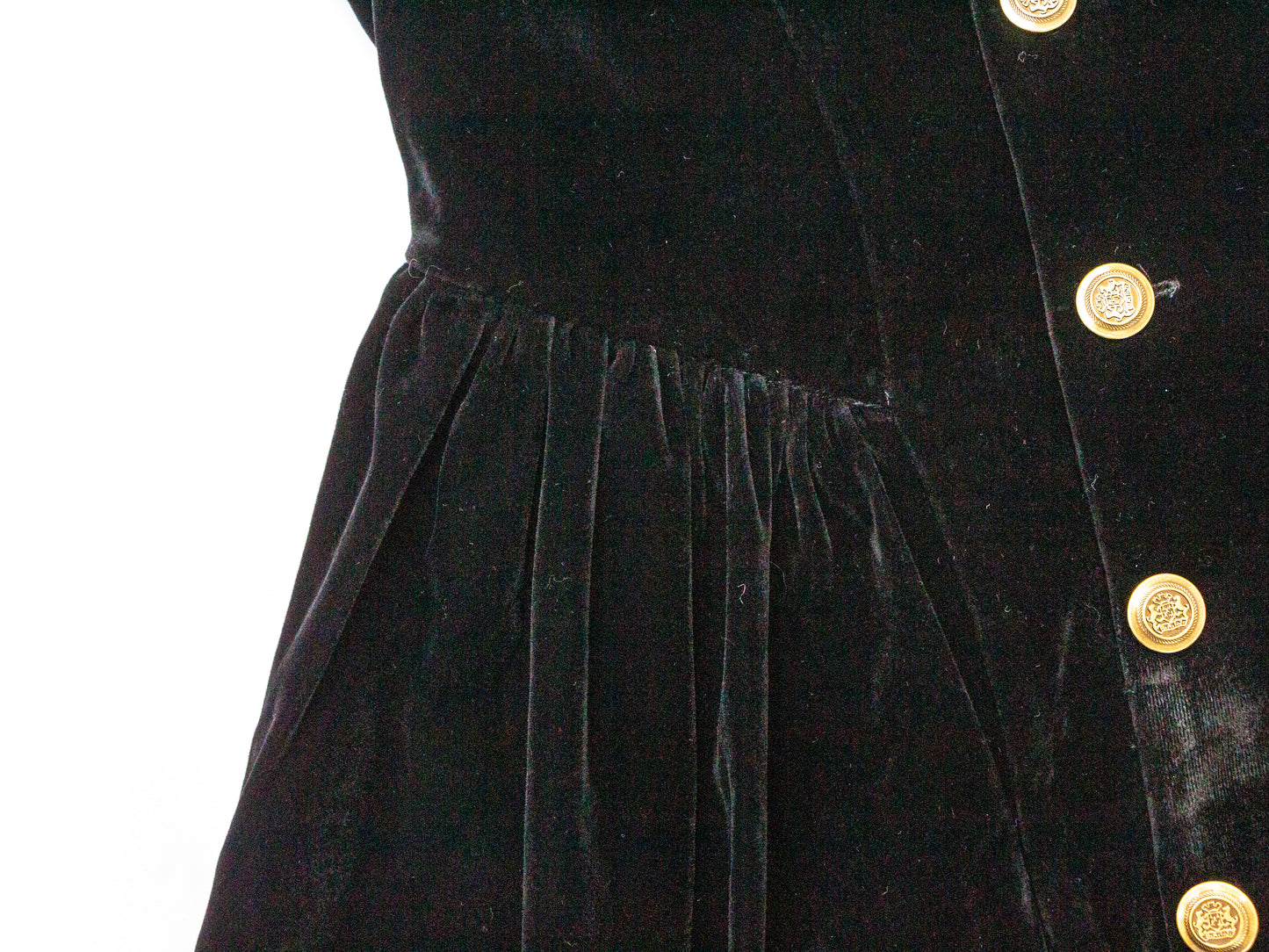 Velvet Button-Front Pinafore - Black