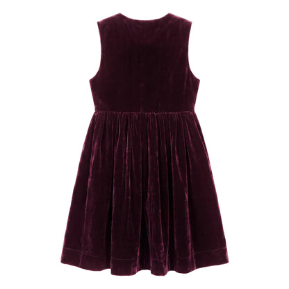 Velvet Button-Front Pinafore - Burgundy