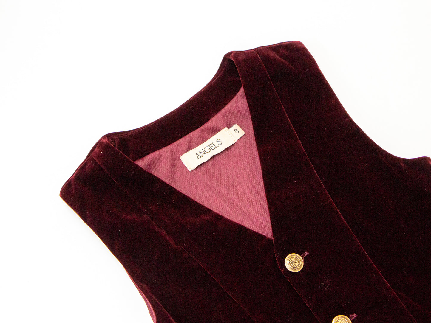 Velvet Button-Front Pinafore - Burgundy