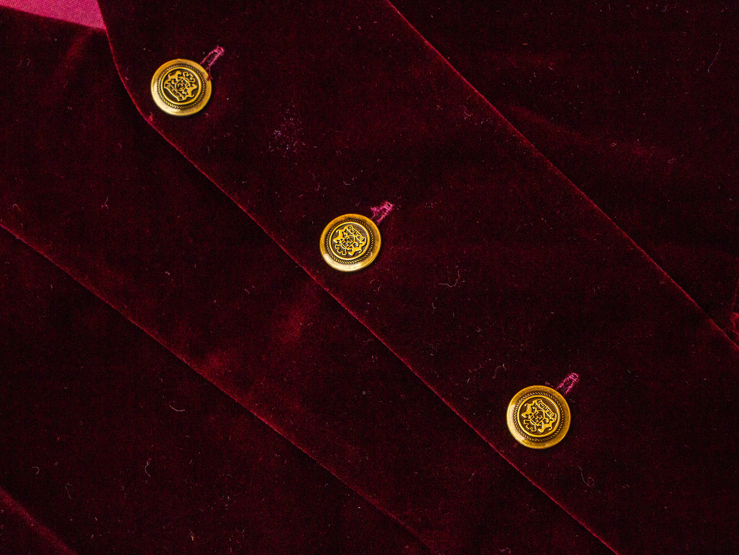 Velvet Button-Front Pinafore - Burgundy