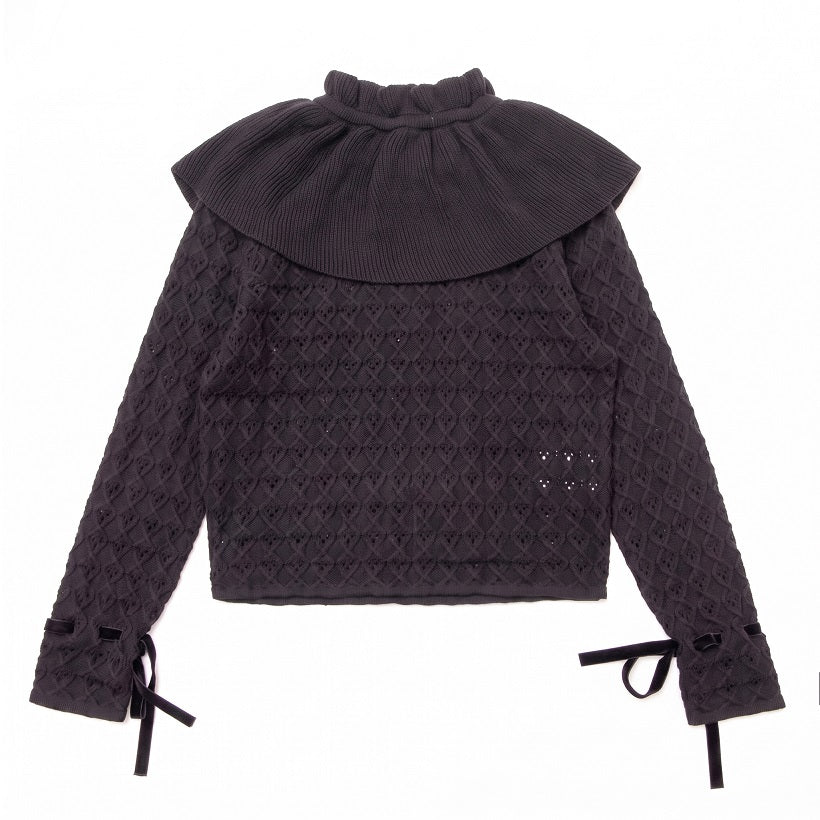 Ruffle Knit Blouse- Black