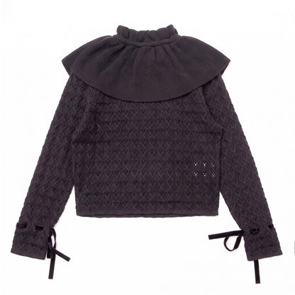 Ruffle Knit Blouse- Black