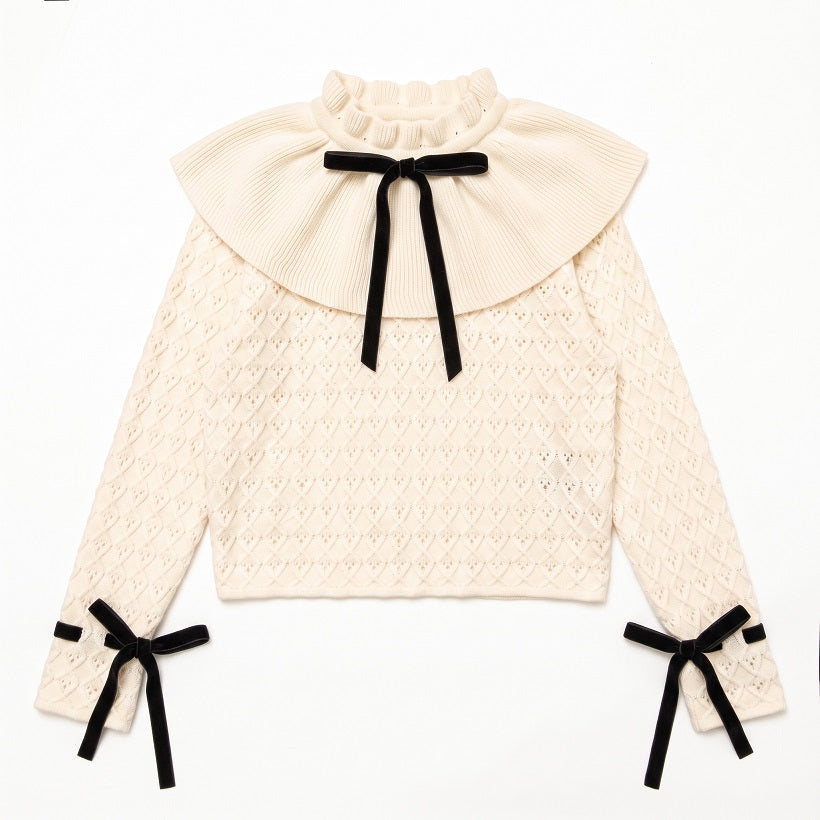 Ruffle Knit Blouse- Cream
