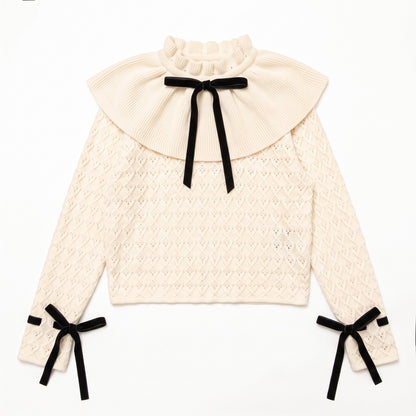 Ruffle Knit Blouse- Cream