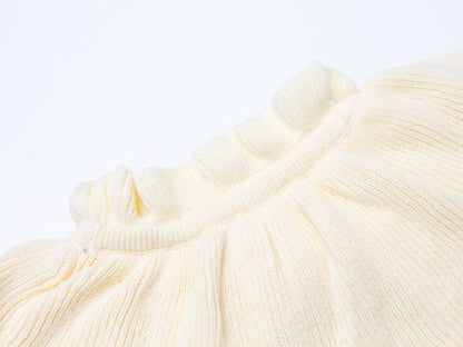 Ruffle Knit Blouse- Cream