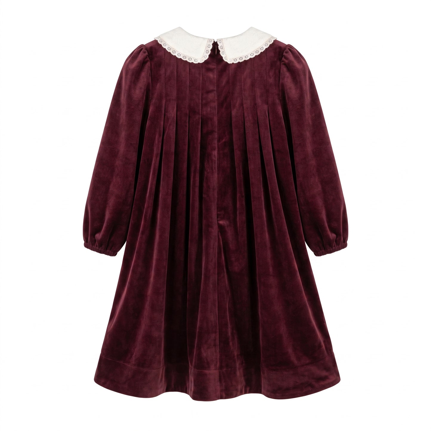 Velvet Peter Pan Dress - Burgundy