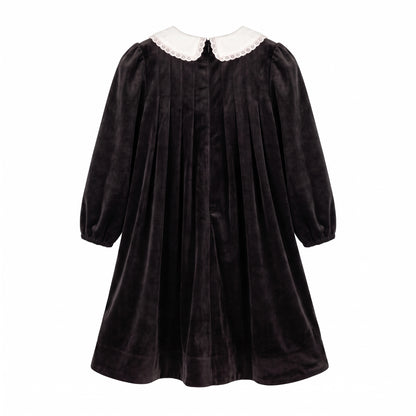 Velvet Peter Pan Dress - Black
