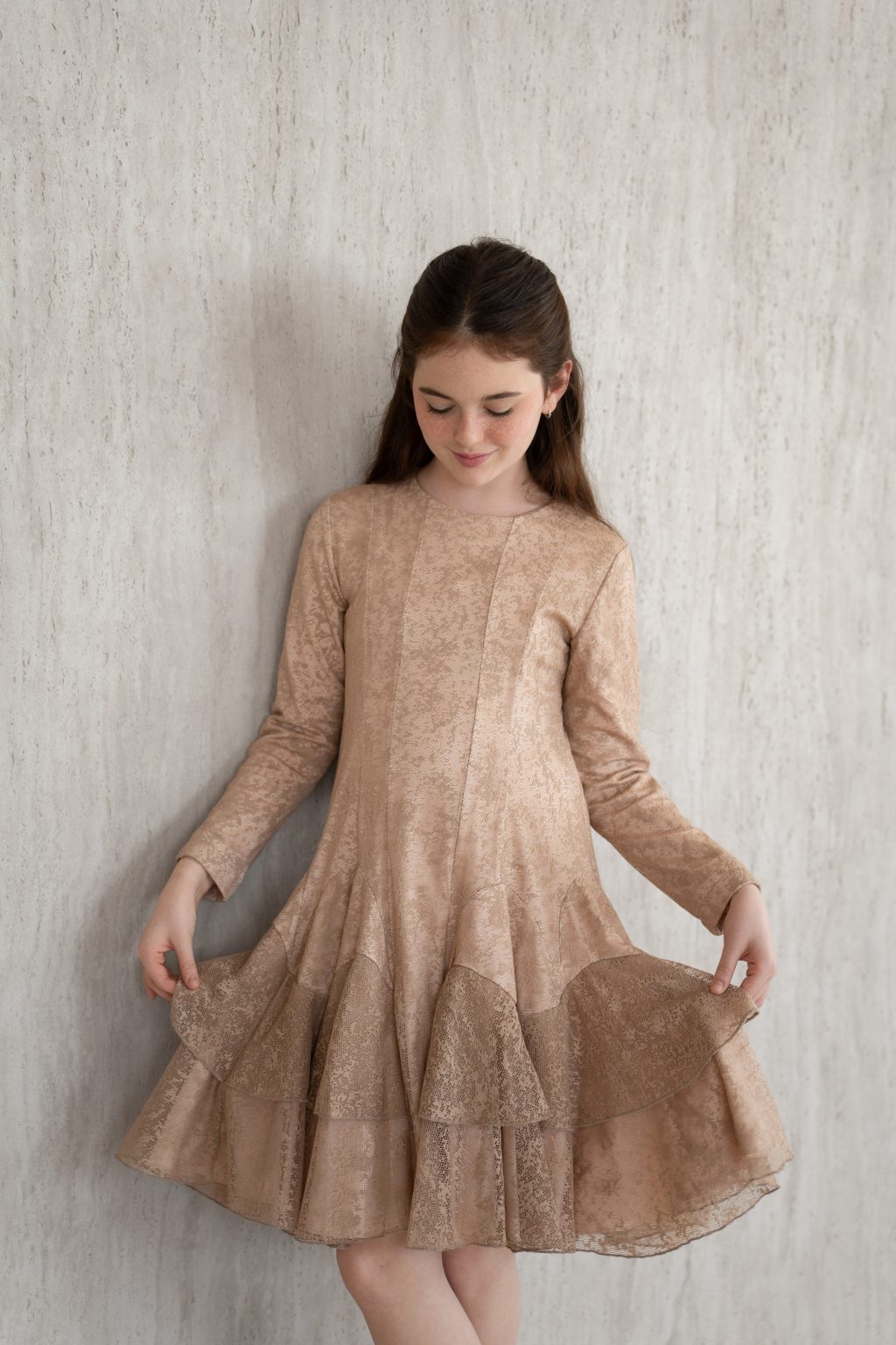 Mesh Tiered Dress - Mocha