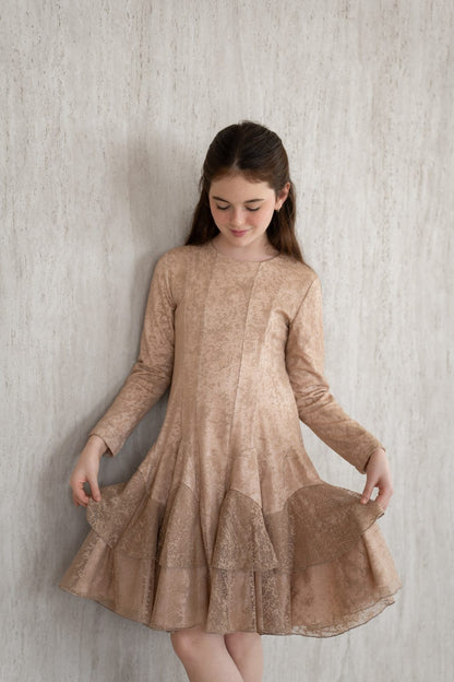 Mesh Tiered Dress - Mocha