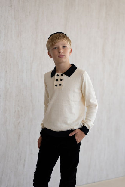 Combination Polo Knit - Cream