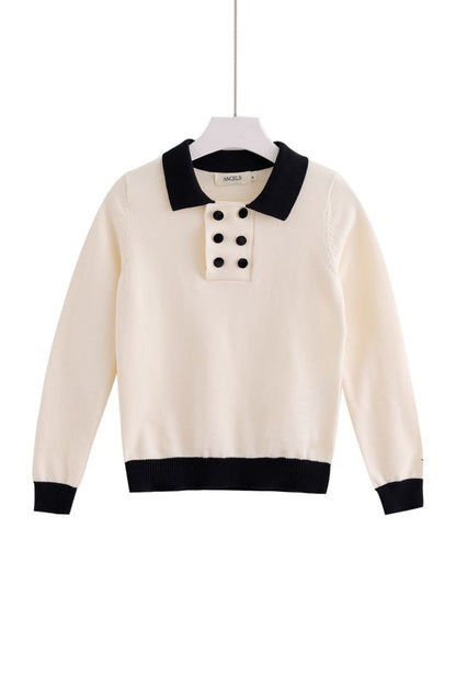 Combination Polo Knit - Cream